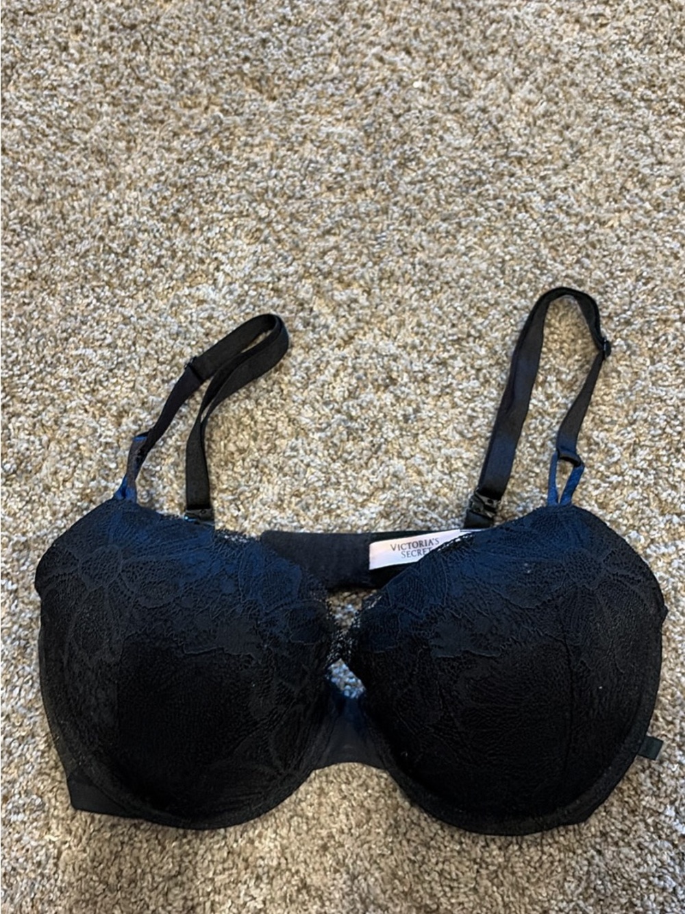 Victoria's Secret Black Lace Molded Demi Push-Up Bra